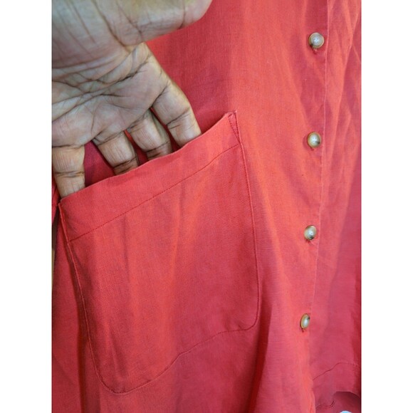 FOR CYNTHIA 100% Linen Button Up Top Women's M Pockets Lagenlook Beachy Resort - Picture 10 of 10